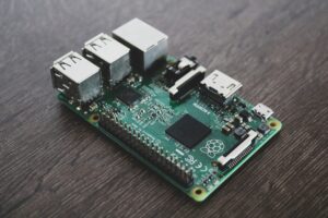 Raspberry Pi circuit board used for a retro gaming setup