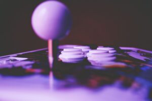 Arcade stick controller for retro gaming with lever and buttons